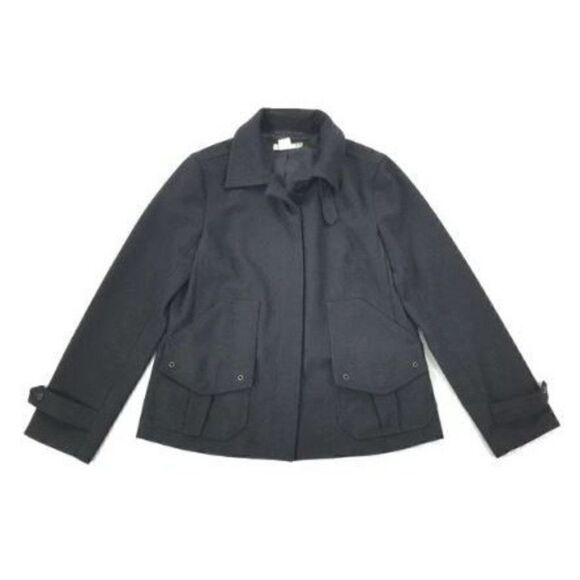 J.Crew Wool Blend Peacoat Size Small Women's Solid Black Casual Dress Coat - Picture 1 of 16